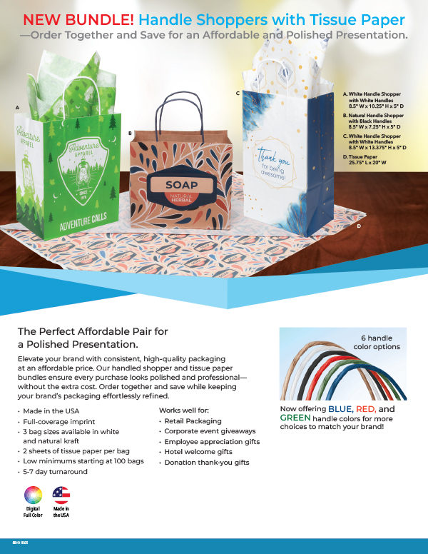 Handle Shopper with Tissue Paper Bundle