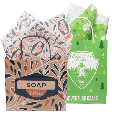 Handle Shoppers with Tissue Paper Bundles