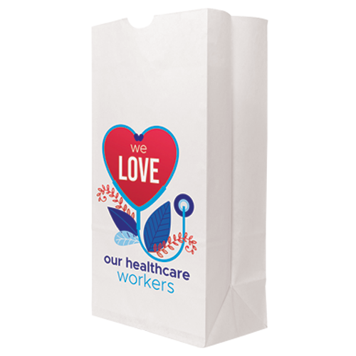 7.125 W X 13.9375 H X 4.375 D SOS Full Color Paper Bag