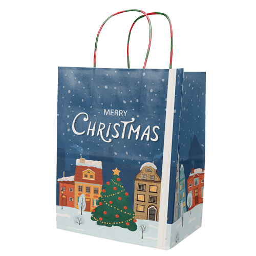 Full Color White Holiday Handle Shopper