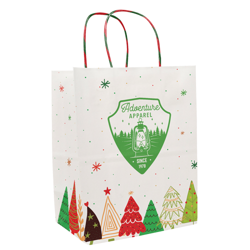 White Holiday Shopper with Red & Green Twisted Handle