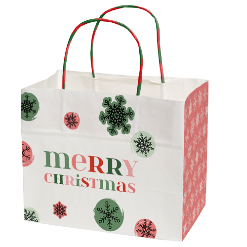 Full Color White Holiday Handle Shopper