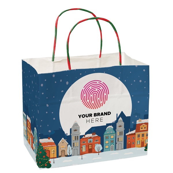 Christmas Village Handle Shopper Logo Bag
