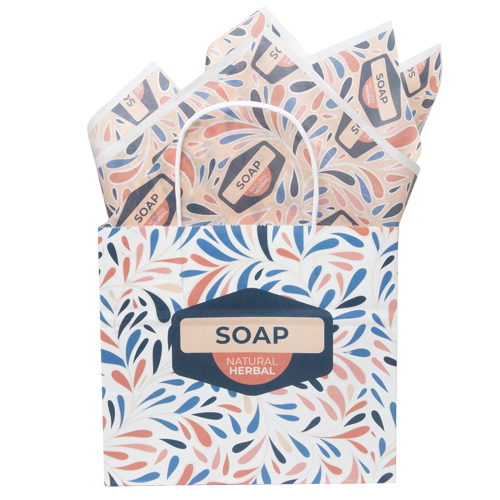 7.25 White Handle Shoppers with Tissue Paper