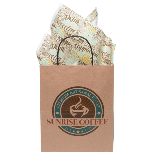 10.25 White Handle Shoppers with Tissue Paper